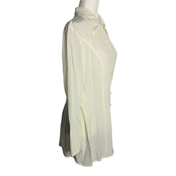 Motivi Button Down Tunic Shirt S Cream Diamonds Long Sleeve Point Collar - Picture 5 of 6